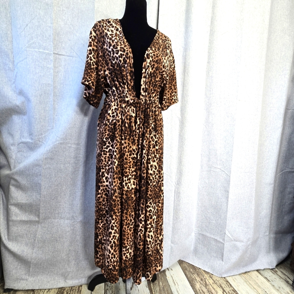 Faded Glory Women's Leopard Print Swim Cover-Up Size M/L